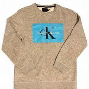 Calvin Klein Jeans beige crew 
neck sweatshirt XL logo graphic